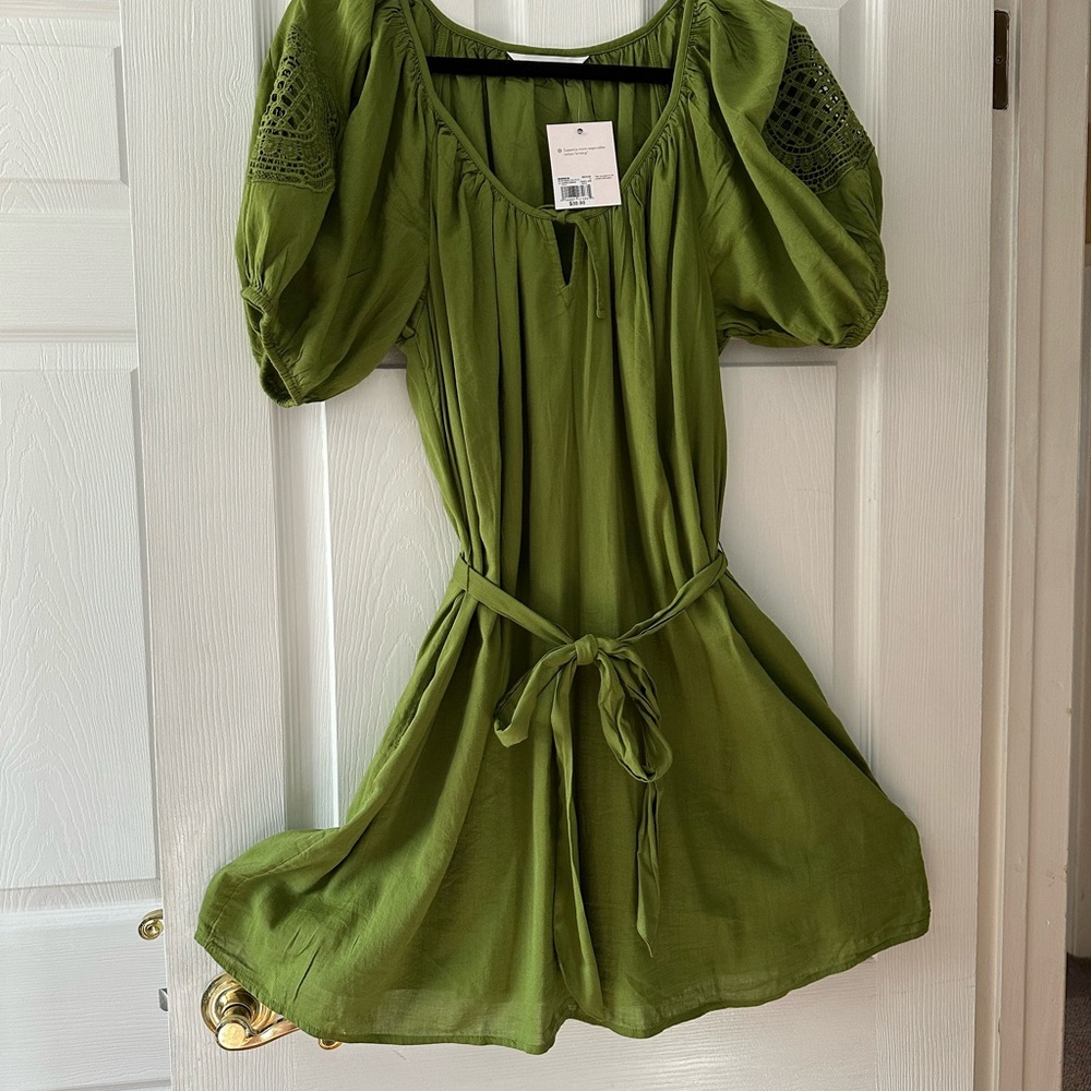 LC Lauren Conrad Olive Puff Sleeve Mini Dress